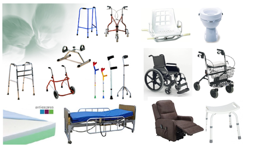 Mobility and home-safety equipment that helps a senior live independently at home